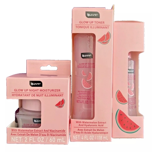 B*Pure Glow Up Toner, Serum and Night Moisturizer Watermelon Hyaluronic Acid Set - Picture 1 of 2